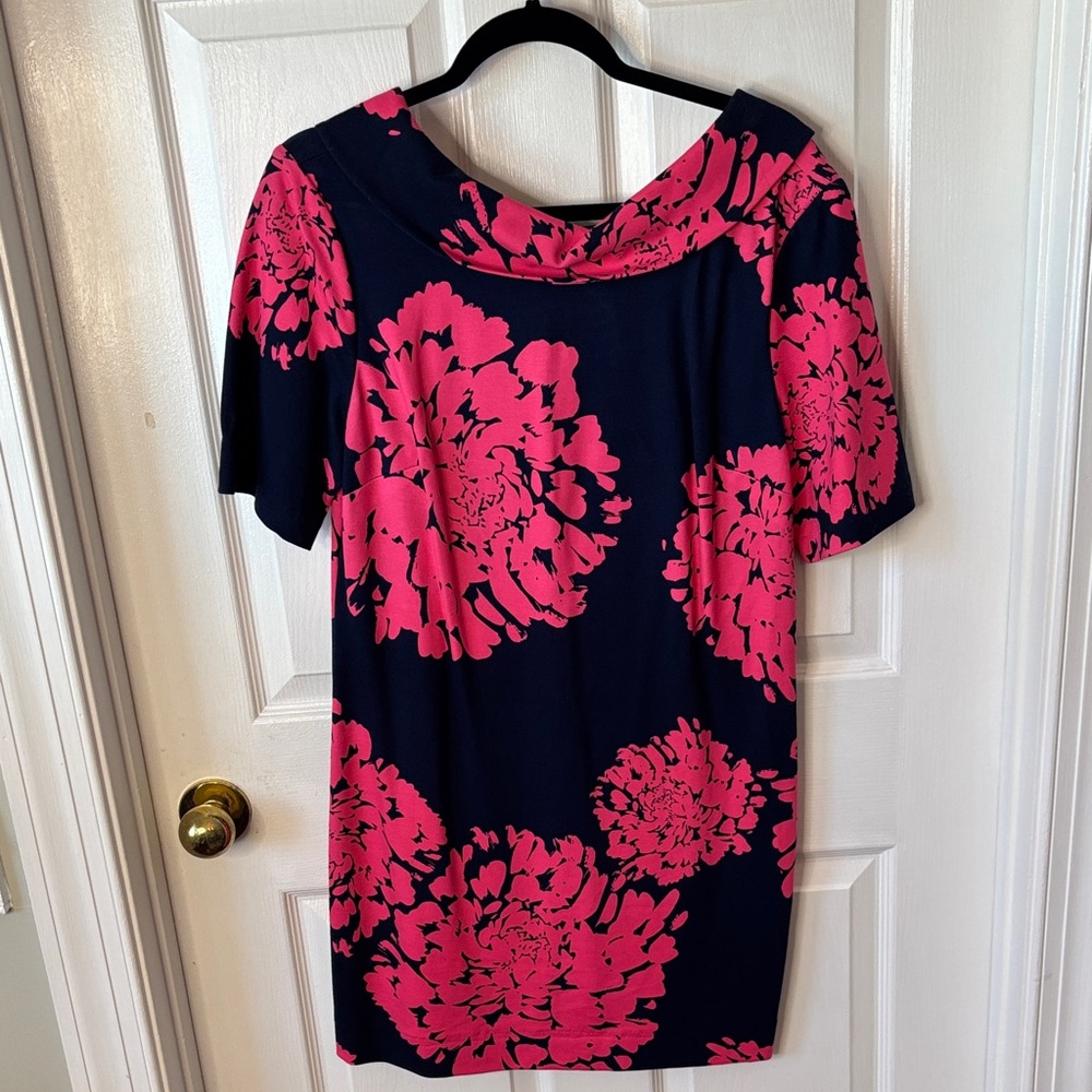 Trina Turk Black Top with Pink Floral Design